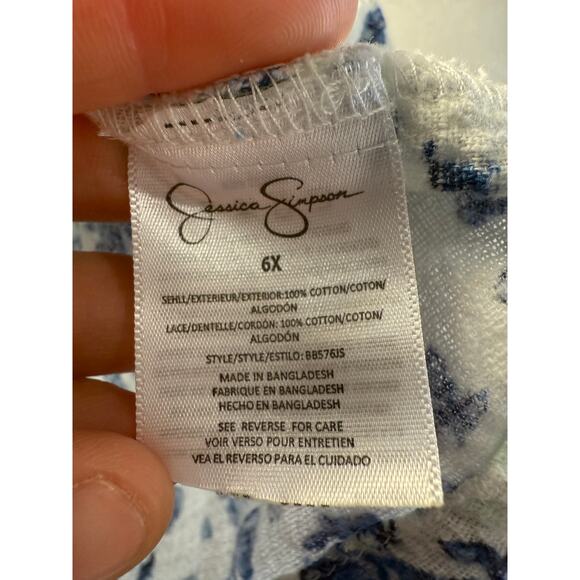 Jessica‎ Simpson girls floral ruffle babydoll blouse 6X ethereal cottagecore - Picture 3 of 5